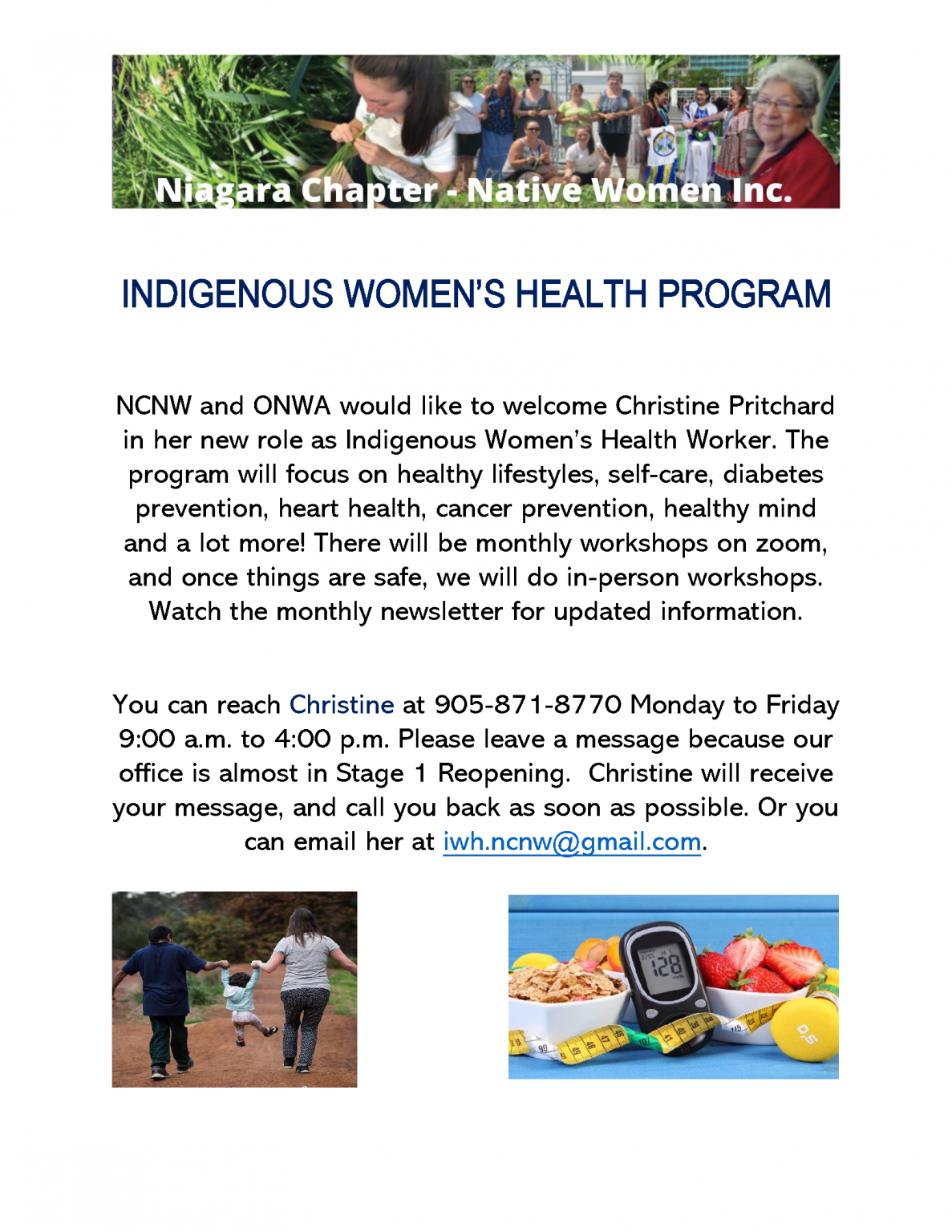 Indigenous Women's Health Program Niagara Chapter Native Women Inc.